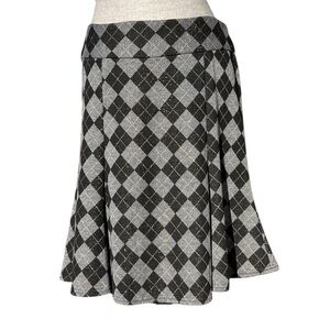 Plaid Argyle Metallic Skirt by Catch My I size Large Grey Black Silver